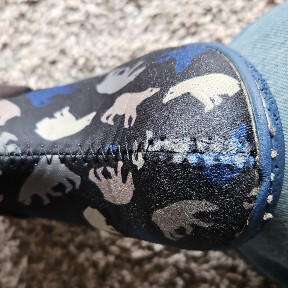 GUC Bogs Neoprene Waterproof Winter Snow Boots Baby Polar Bear Print Blue Size 7 - Picture 11 of 12
